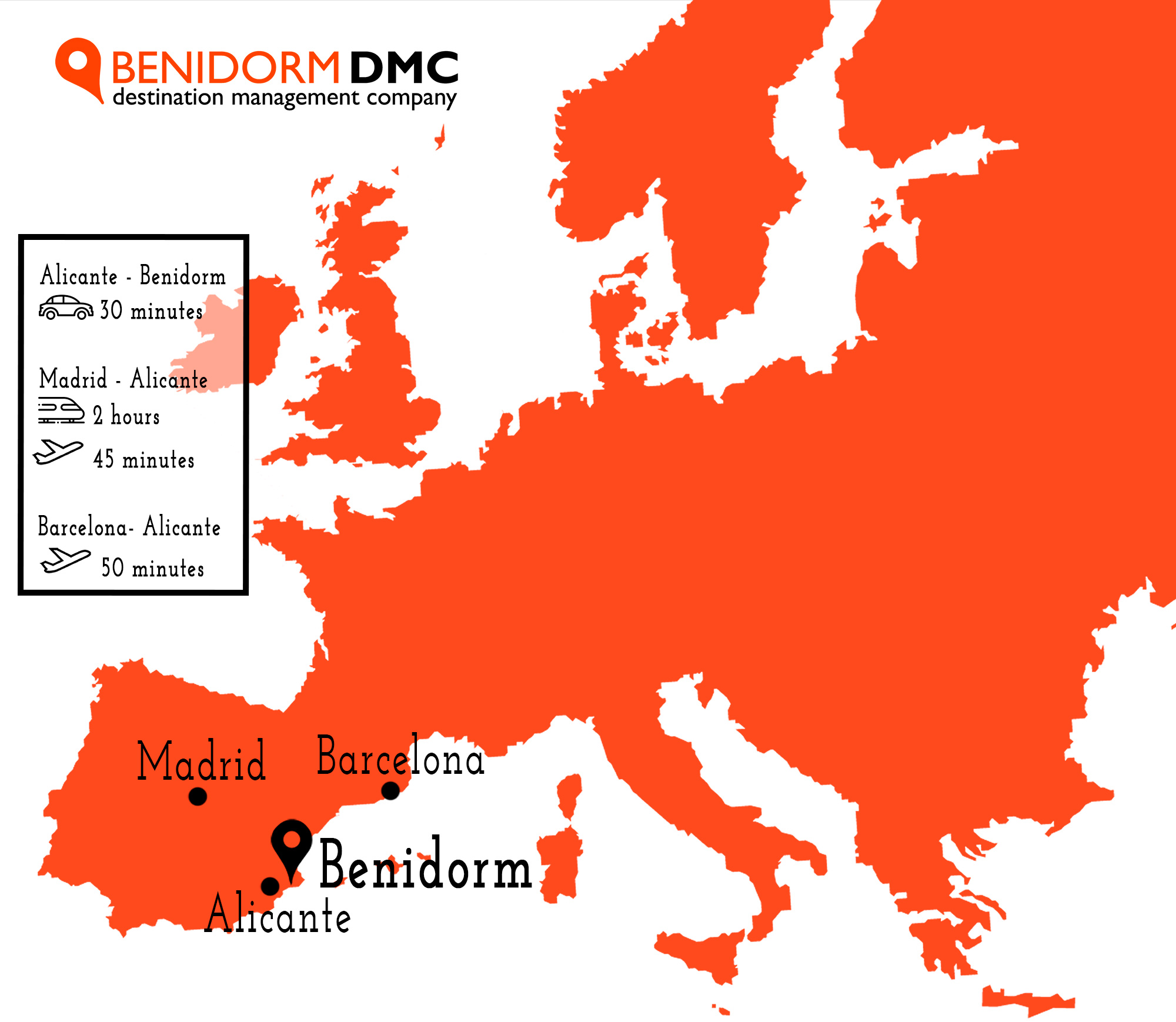 Mapa de Europa para eventos de empresa